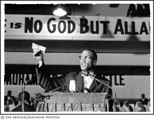 Malcolm X speaking at a Nation of Islam rally